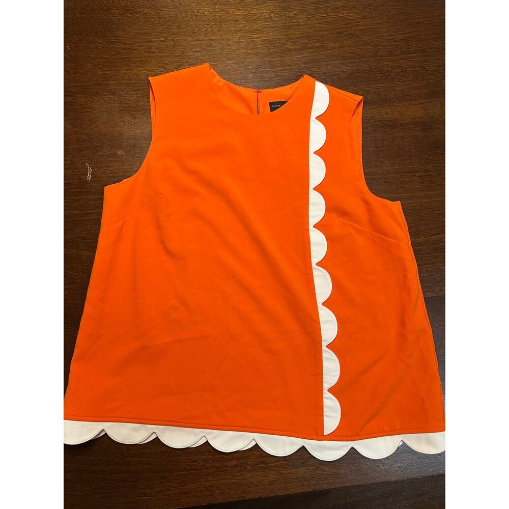 Victoria Beckham for Target Orange Scallop Trim Sleeveless Top